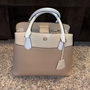 Tory Burch Robinson Color Block Triple Compartment Tote